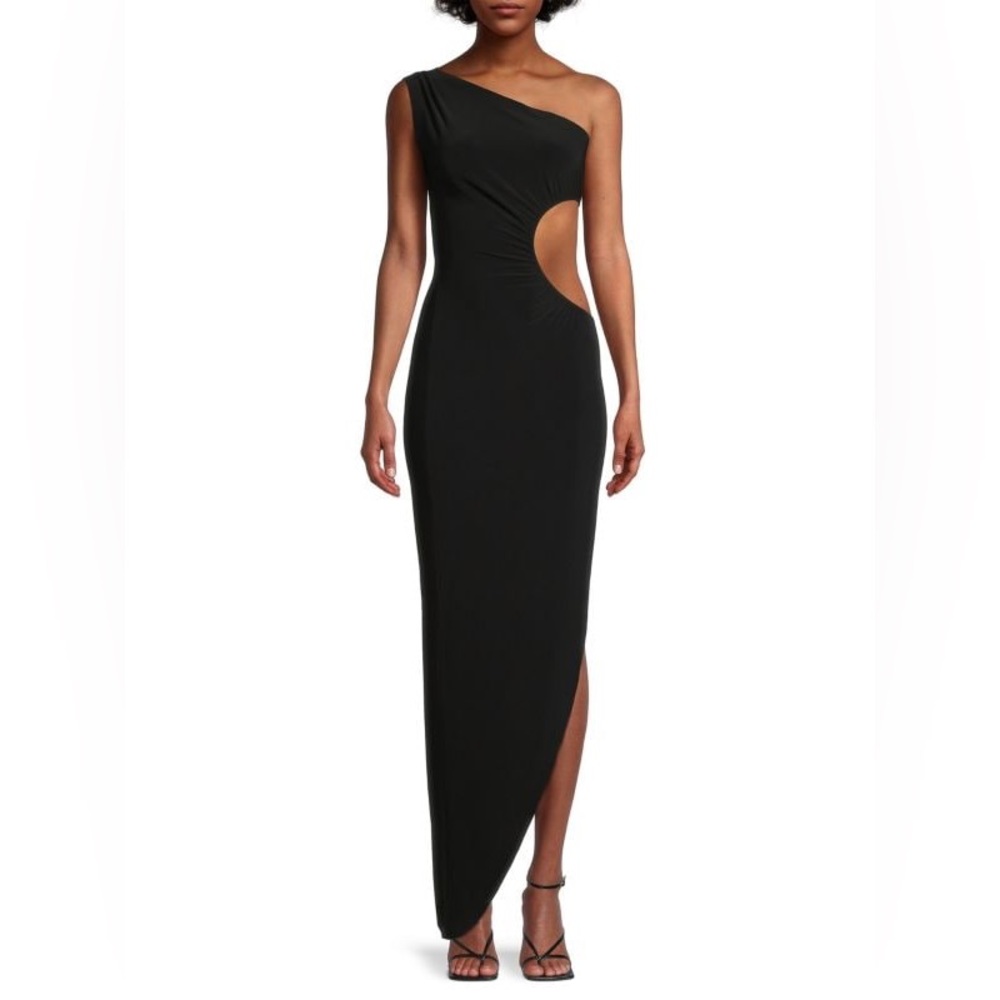 Norma Kamali One-Shoulder Cut-Out Gown | Black Evening Dress | NWT